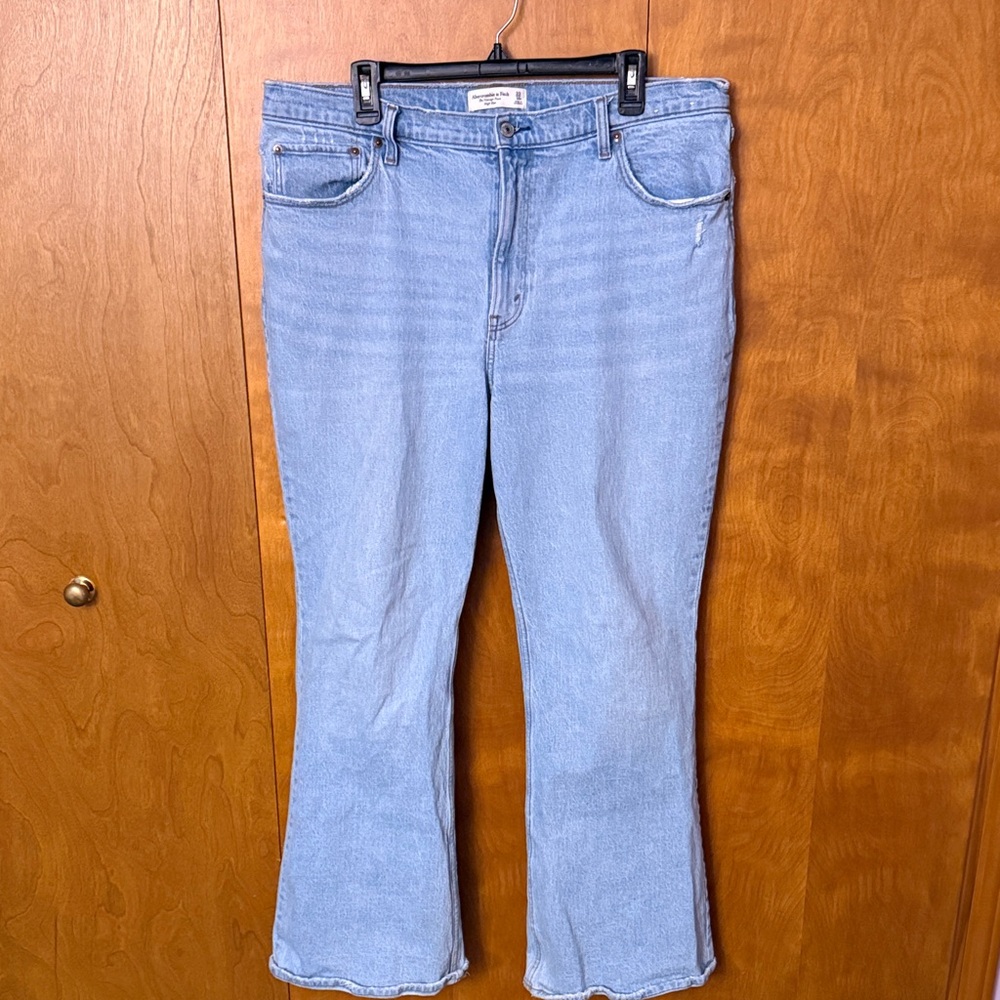 Abercrombie & Fitch Women's Vintage High Rise Flare Jeans in Light Blue